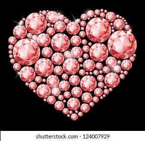 Heart of Diamonds.on black background.vector.