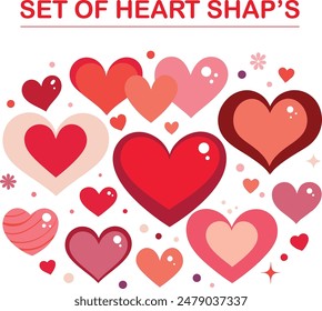 Herz in verschiedenen Formen und Stil Set. Red Heart Icons Set Vektorgrafik