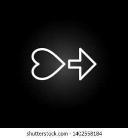 heart direction to right neon icon. Elements of Heartbeat set. Simple icon for websites, web design, mobile app, info graphics