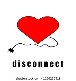 heart disconnect fashion slogan for t-shirt and other uses