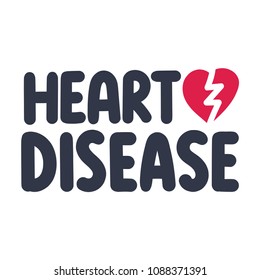 Heart disease. Hand drawn vector illustration with icon on white background.