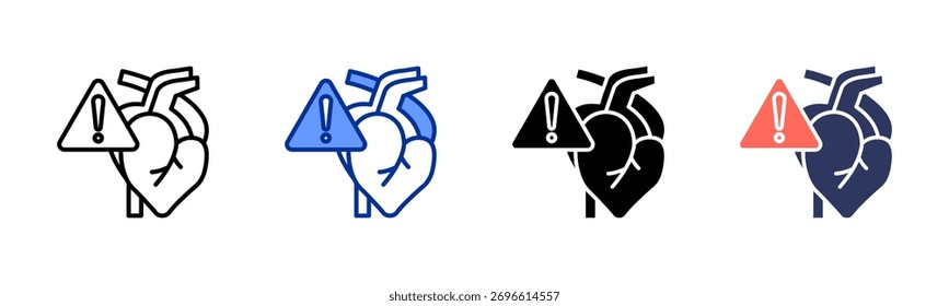 Colección de estilo múltiple de la hoja del icono de la enfermedad del corazón