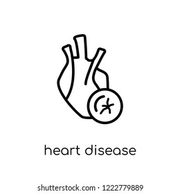 Heart disease icon. Trendy modern flat linear vector Heart disease icon on white background from thin line Diseases collection, editable outline stroke vector illustration