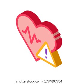 Vector de iconos de enfermedades cardíacas. Signo isométrico de la enfermedad isométrica del corazón. ilustración de símbolo aislado de color