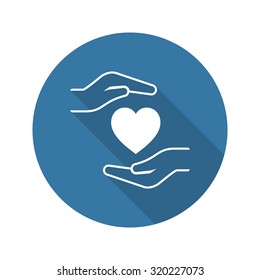 Heart Disease Prevention Icon. Flat Design. Isolated Illustration. Long Shadow.