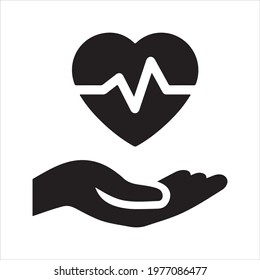 Heart disease prevention icon, vector and glyph