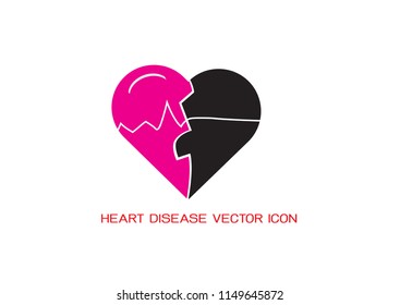 Heart disease  vector icon isolated on white background. Heart beat icon vector illustration EPS 10.