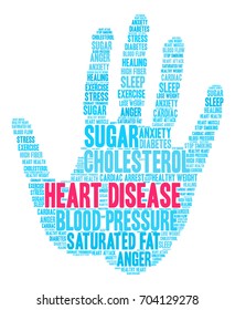 Heart Disease word cloud on a white background. 