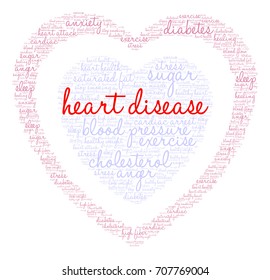 Heart Disease word cloud on a white background. 