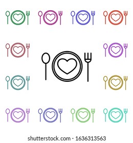 Heart dish multi color style icon. Simple thin line, outline vector of heartbeat icons for ui and ux, website or mobile application