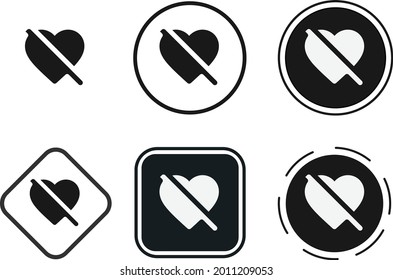 heart dislike icon set. Collection of high quality black outline logo for web site design and mobile dark mode apps. Vector illustration on white background