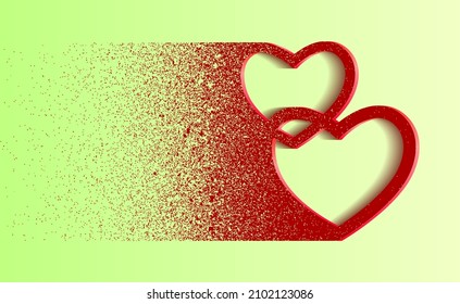 Un coeur avec un effet de dispersion. Illustration vectorielle des coeurs dissous le jour de la Saint-Valentin.