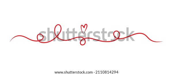 Heart divider set. Hand\
drawn swirl line borders, hearts and love letters, romantic\
valentines or wedding decoration, simple style decor, vector\
isolated collection