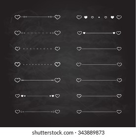 Heart dividers scribble vector borders hand-drawn set