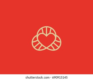 Heart dna vector logotype. Lined love science symbol. Lab social spiral logo design.