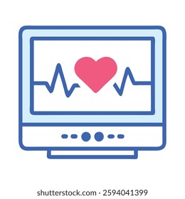 Heart doctor monitoring heartbeat medical icon