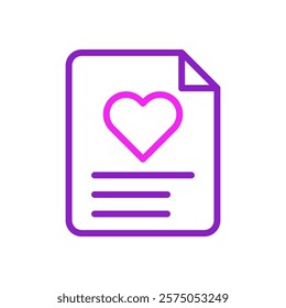 Heart Document Outline Design Icon