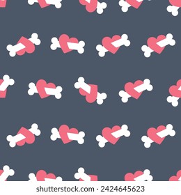Heart and dog bones seamless pattern 