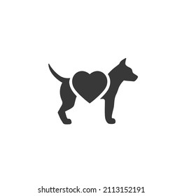 Heart With Dog Icon, Love Or Care For A Animal, Donate Or Charity For Pet, Logo, Editable Stroke Vector Illustration