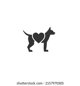 Heart With Dog Icon, Love Or Care For A Animal, Donate Or Charity For Pet, Logo, Symbol On White Background - Editable Stroke Vector Illustration Flat Sign