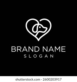 Heart and dog logo, line art forming a heart with a dog's profile. Represents love, loyalty, and care. Ideal for pet care or animal rescue brands.