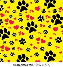 Heart Dog Paw Editable Vector Background