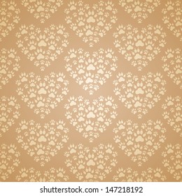Heart of The Dog Traces. Vector Pattern.