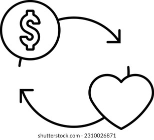 heart dollar cash finance money Outline