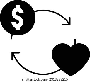 heart dollar cash finance money Glyph