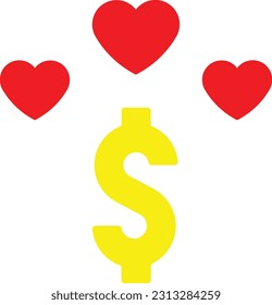 heart dollar cash money finance Flat