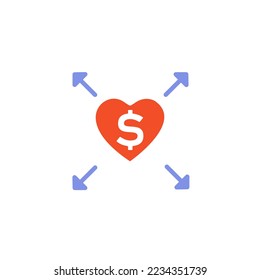heart and dollar icon, vector illustration