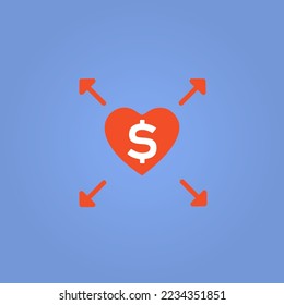 heart and dollar icon, vector illustration