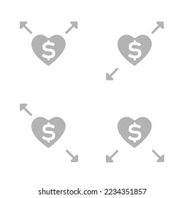 icono de corazón y dólar, ilustración vectorial