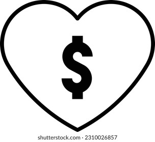 heart dollar money cash finance Outline