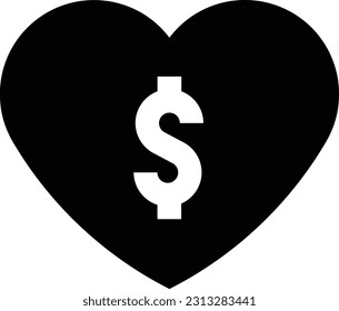 heart dollar money cash finance Glyph