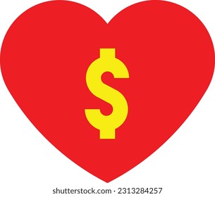 heart dollar money cash finance Flat