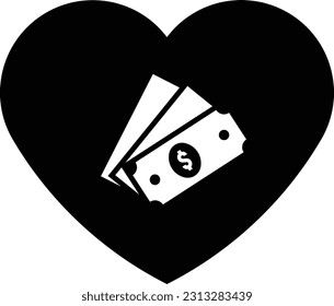 heart dollar money cash financial Glyph