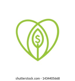 heart and dollar shape vector design illustration