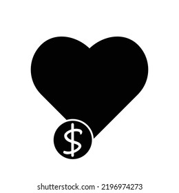 Señal de corazón y dólar. Comercio
