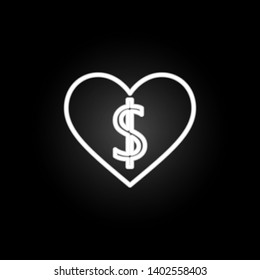 heart dollars neon icon. Elements of Heartbeat set. Simple icon for websites, web design, mobile app, info graphics