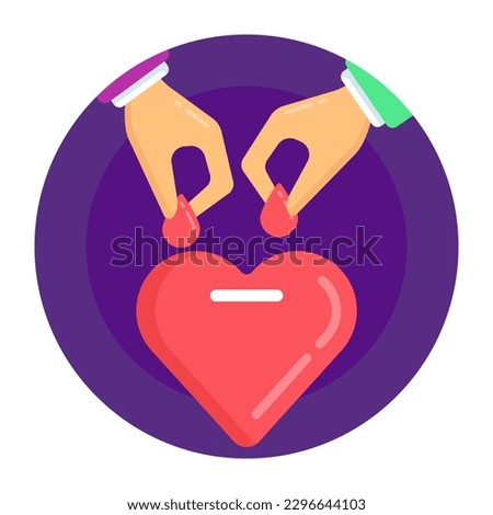 Heart donation flat round icon download 
