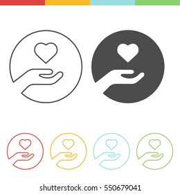 Heart donation vector icons in linear style