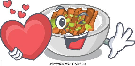 With heart donburi is cooked in a skillet