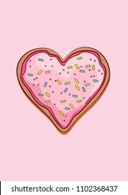 Heart donut print, donut art design, sweet illustration, fashion trend pattern