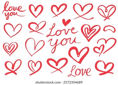 heart doodle. Collection of heart 