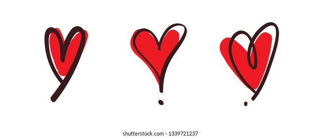 Heart doodle collection, hand drawn hearts, love symbol