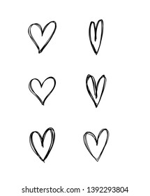 Heart doodle collection. Hand drawn hearts.