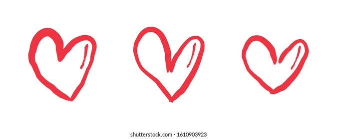 Heart doodle collection. Valentine's day love symbol. Hand drawn hearts.