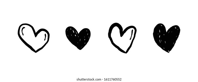 Heart doodle collection. Valentine's day love symbol. Hand drawn hearts.