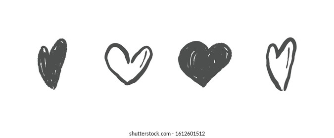 Heart doodle collection. Valentine's day love symbol. Hand drawn hearts.